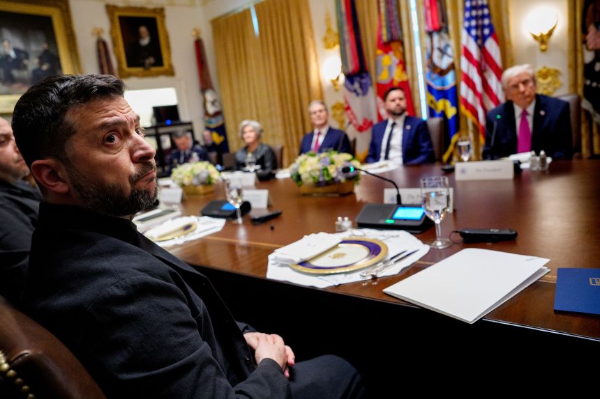 Ukrainian President Volodymyr Zelensky attends a lunch meeting with US counterpart Donald Trump at the White House on October 17.