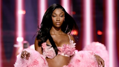 Angel Reese walks the runway for Victoria's Secret Fashion Show 2025 on October 15, 2025 in New York City.