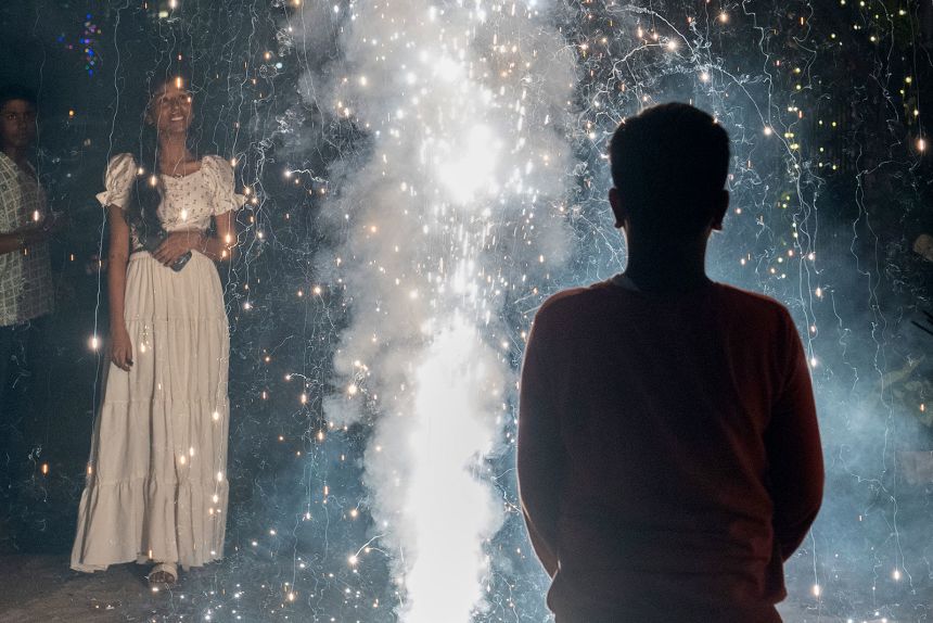 Residents light firecrackers on the occasion of Diwali, the Hindu festival of lights, in New Delhi, India, on October 20, 2025.