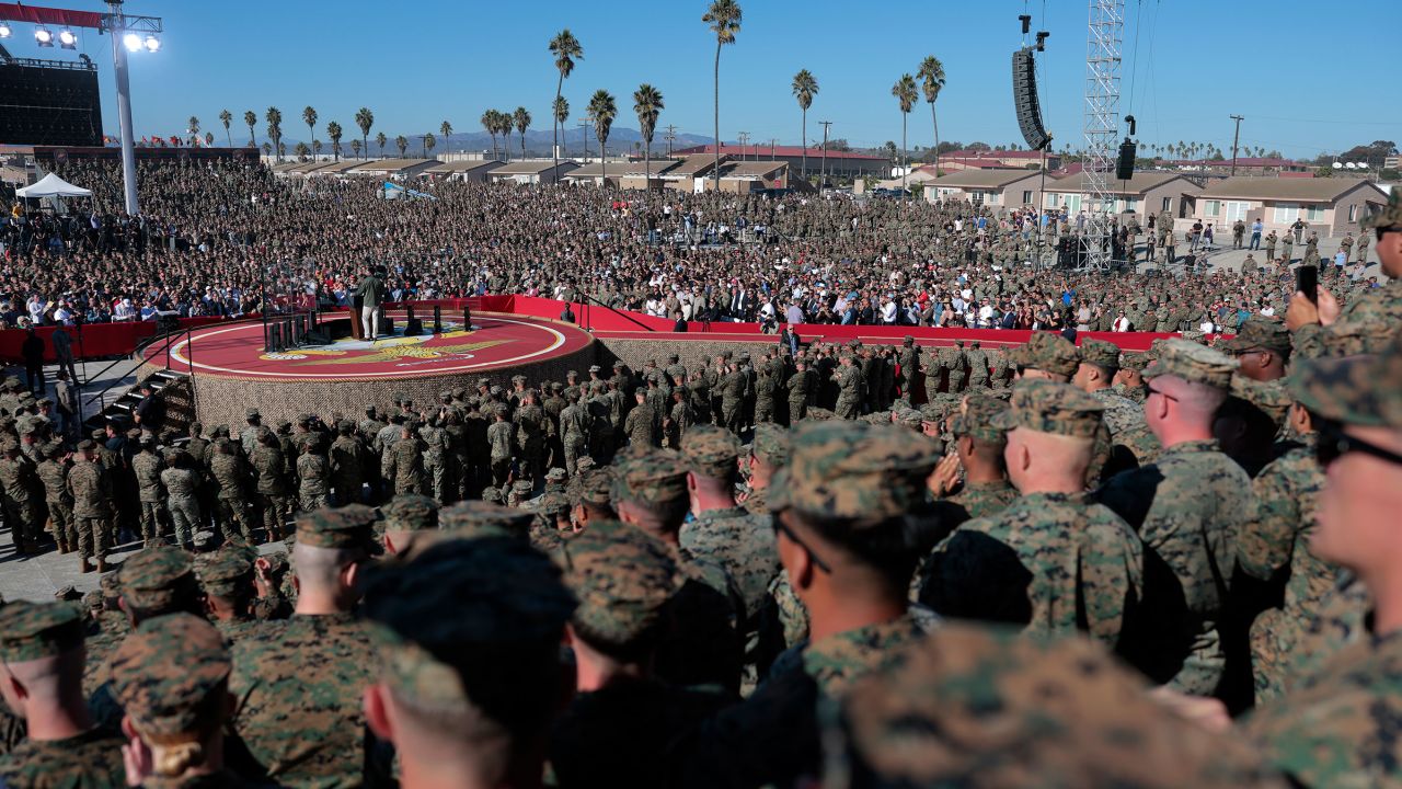 Vice President JD Vance speaks at the United States Marine Corps 250th birthday celebration at Marine Corps Base Camp Pendleton on October 18, 2025.