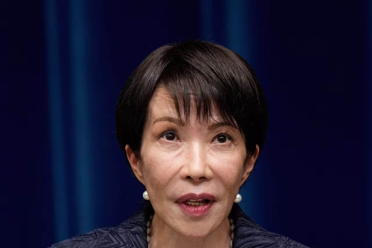 Japan's new prime minister Sanae Takaichi speaks at a press conference at the prime minister's office in Tokyo on October 21.