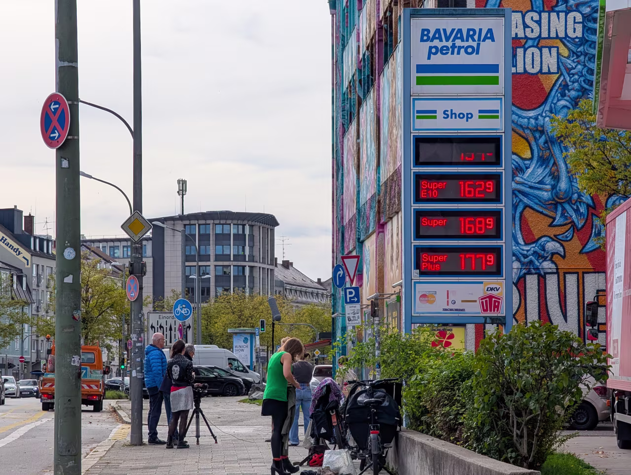A Bavaria Petrol gas station is in Munich, Bavaria, Germany, on Tuesday.