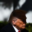 President Donald Trump attends a "Rose Garden Club" lunch with Senate Republicans in the Rose Garden of the White House in Washington, DC, on October 21, 2025.