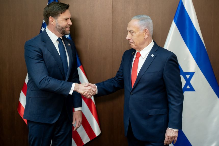 US Vice President JD Vance meets with Israeli Prime Minister Benjamin Netanyahu in Jerusalem on October 22.