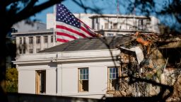 The facade of the East Wing of the White House is demolished by work crews on Wednesday.