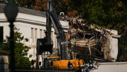 WASHINGTON, DC - OCTOBER 21: The facade of the East Wing of the White House is demolished by work crews on October 21, 2025 in Washington, DC. The demolition is part of U.S. President Donald Trump's plan to build a ballroom reportedly costing $250 million on the eastern side of the White House. (Photo by Andrew Harnik/Getty Images)