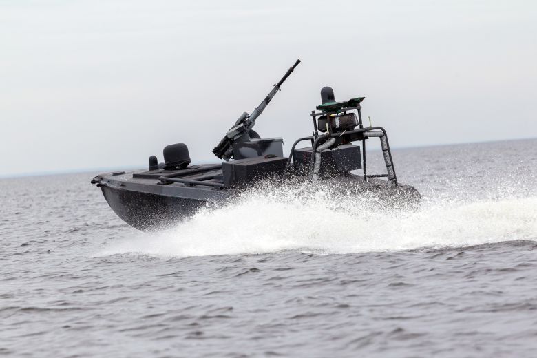 The Security Service of Ukraine presents the next-generation multipurpose Sea Baby unmanned surface vehicle to the media in Ukraine, on October 17, 2025.