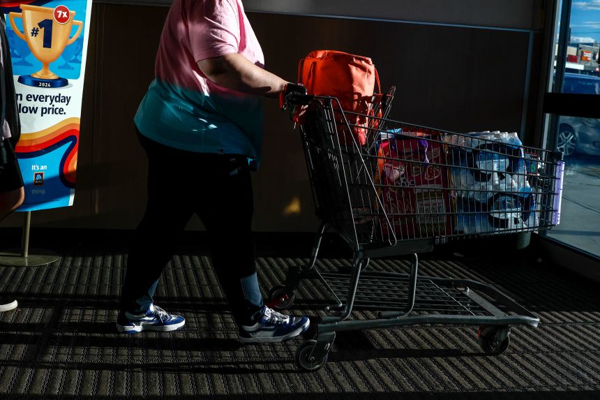 A shopper pushes a cart at a grocery store in Bergenfield, New Jersey, on October 24.