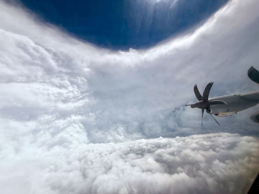 A A US Air Force Reserve crew from the 53rd Weather Reconnaissance Squadron, known as the "Hurricane Hunters," flies through Hurricane Melissa on October 27 over the Caribbean Sea.