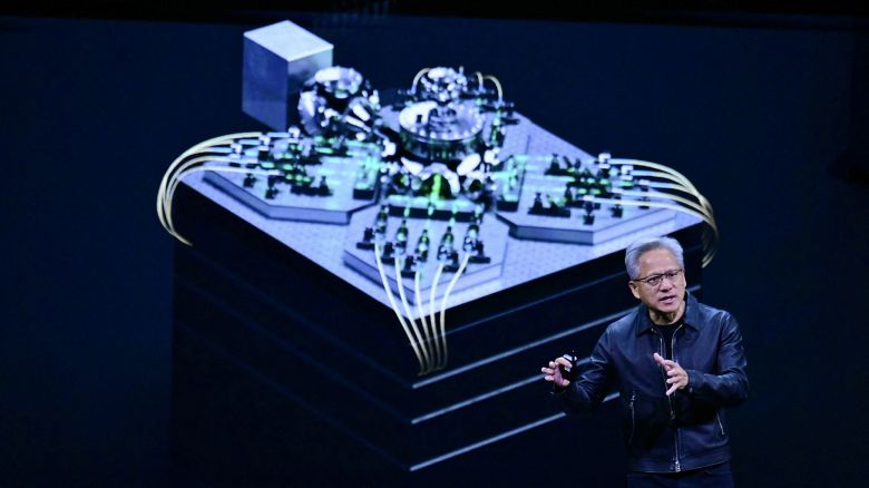 Nvidia CEO Jensen Huang speaks during the Nvidia GTC technology conference in Washington, DC, on October 28, 2025.