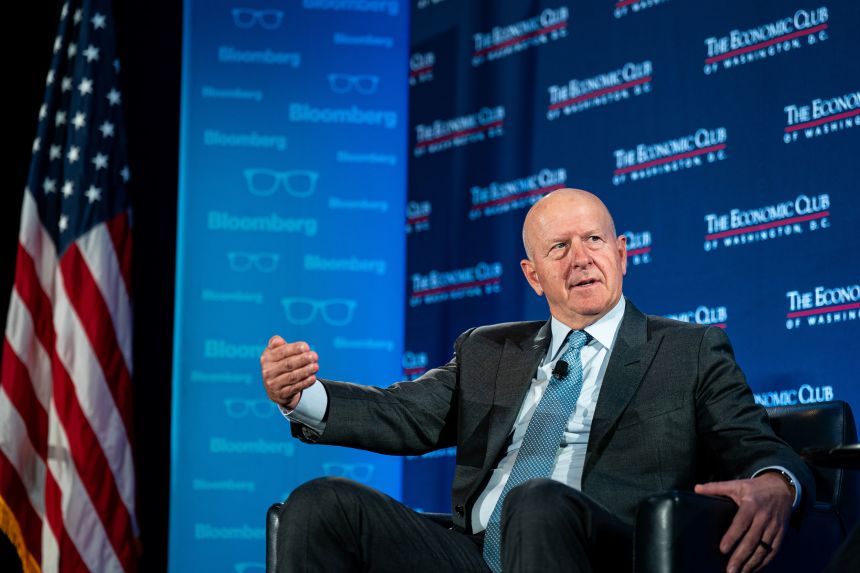 David Solomon, chief executive officer of Goldman Sachs Group Inc., speaks during an Economic Club of Washington event in Washington, DC, on October 30, 2025.