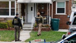 Members of the FBI Joint Terrorism Task Force search a home in Dearborn, Michigan, on October 31, 2025. FBI Director Kash Patel said Friday that the agency had thwarted a "potential terrorist attack" planned in the northern state of Michigan over Halloween weekend. Patel said the FBI arrested multiple subjects. (Photo by JEFF KOWALSKY / AFP) (Photo by JEFF KOWALSKY/AFP via Getty Images)