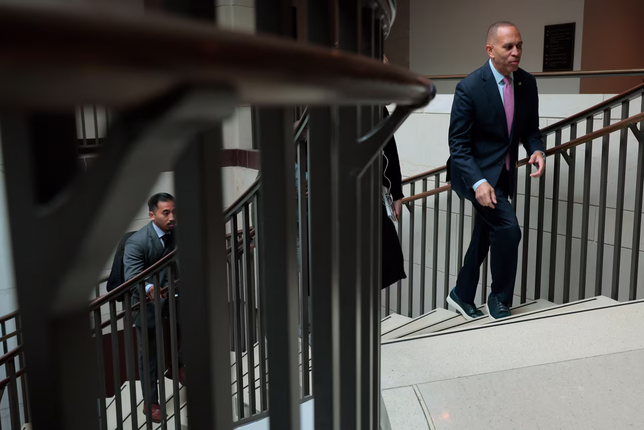 House Minority Leader Hakeem Jeffries at the US Capitol Visitors Center on Thursday.