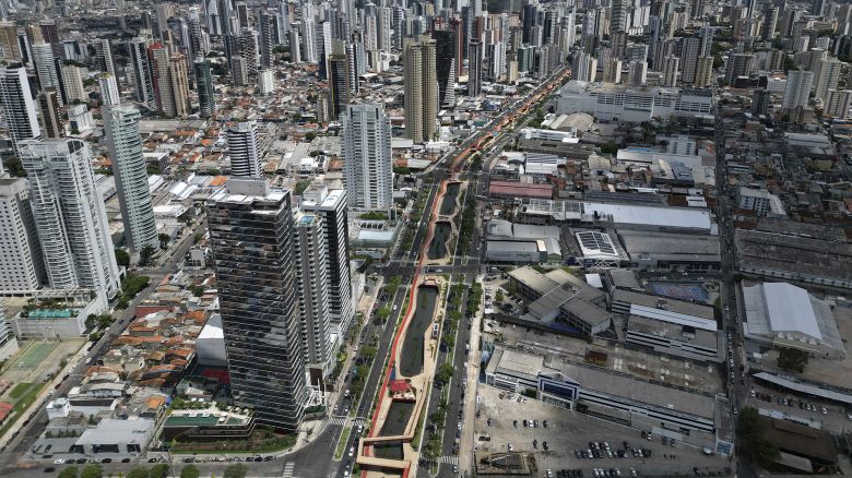 Aerial view of downtown Belem ahead of the COP30 Brazil Amazonia 2025 on November 3, 2025 in Belem, Brazil. The Conference of the Parties (COP) meets annually to discuss and negotiate on climate change. Brazil will host the climate summit on November 6 and 7 and the 30th COP meeting between November 10 and 21 in Belem.