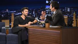 "People's Sexiest Man Alive" Jonathan Bailey during an interview with The Tonight Show host Jimmy Fallon on Monday, November 3, 2025.