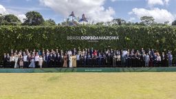 Luiz Inacio Lula da Silva, Brazil's president, center, poses for a family photo with COP30 leaders during the COP30 Leaders Summit at Parque da Cidade, the main venue for the COP30 summit, in Belem, Para state, Brazil, on Friday, Nov. 7, 2025. Nearly 200 countries will gather at the gates of the Amazon rainforest for a new round of United Nations-sponsored climate talks in Brazil. Photographer: Dado Galdeiri/Bloomberg via Getty Images