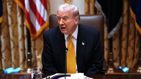 US President Donald Trump during a meeting with Viktor Orban, Hungary's prime minister, not pictured, in the Cabinet Room of White House in Washington, DC, US, on Friday, Nov. 7, 2025. Orban is meeting with Trump at the White House, where the Hungarian leader is seeking to win an exemption from US sanctions on Russian oil. Photographer: Aaron Schwartz/CNP/Bloomberg via Getty Images