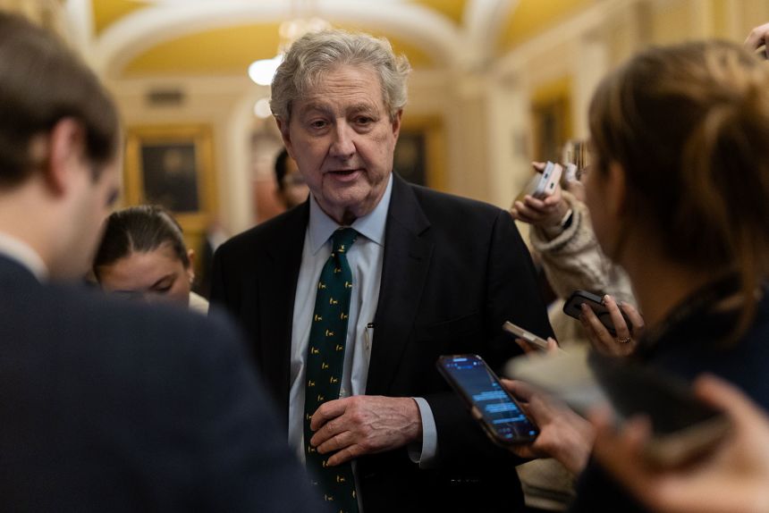 Sen. John Kennedy speaks to reporters in Washington, DC on November 9.