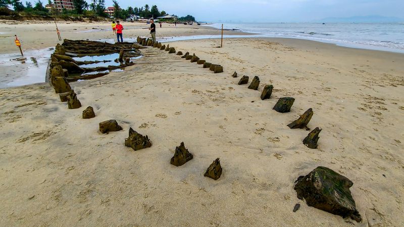 Typhoon reveals centuries old shipwreck in Vietnam