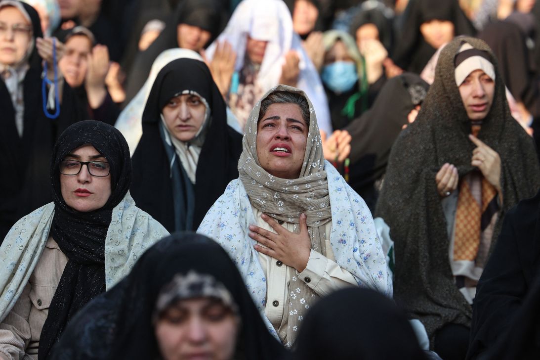 Iranian women pray for rainfall at the Saleh Shrine in Tehran on November 14 as the country suffers from severe water shortages.