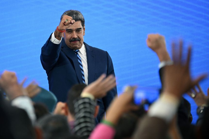 Venezuelan President Nicolás Maduro gestures during a meeting of jurists advocating international law held at the Eurobuilding Hotel in Caracas, Venezuela, on November 14.