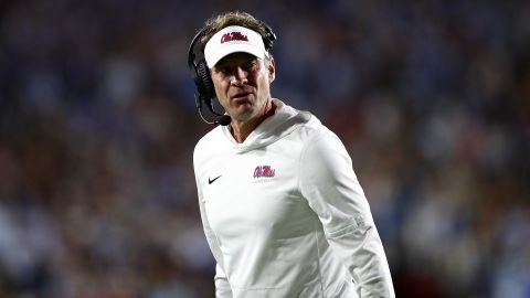 Mississippi Rebels head coach Lane Kiffin looks on during game against the South Carolina Gamecocks in Oxford, Mississippi, on November 1.
