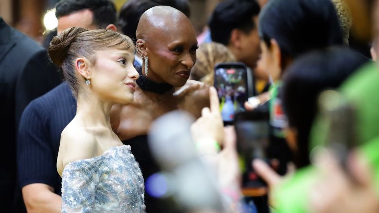 Ariana Grande and Cynthia Erivo give an interview during the "Wicked: For Good" Asia-Pacific Premiere at Universal Studio Singapore in Singapore on November 13, 2025.