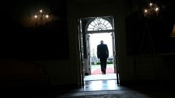 President Donald Trump walks toward the South Lawn of the White House for the arrival of Crown Prince Mohammed bin Salman on November 18, 2025.