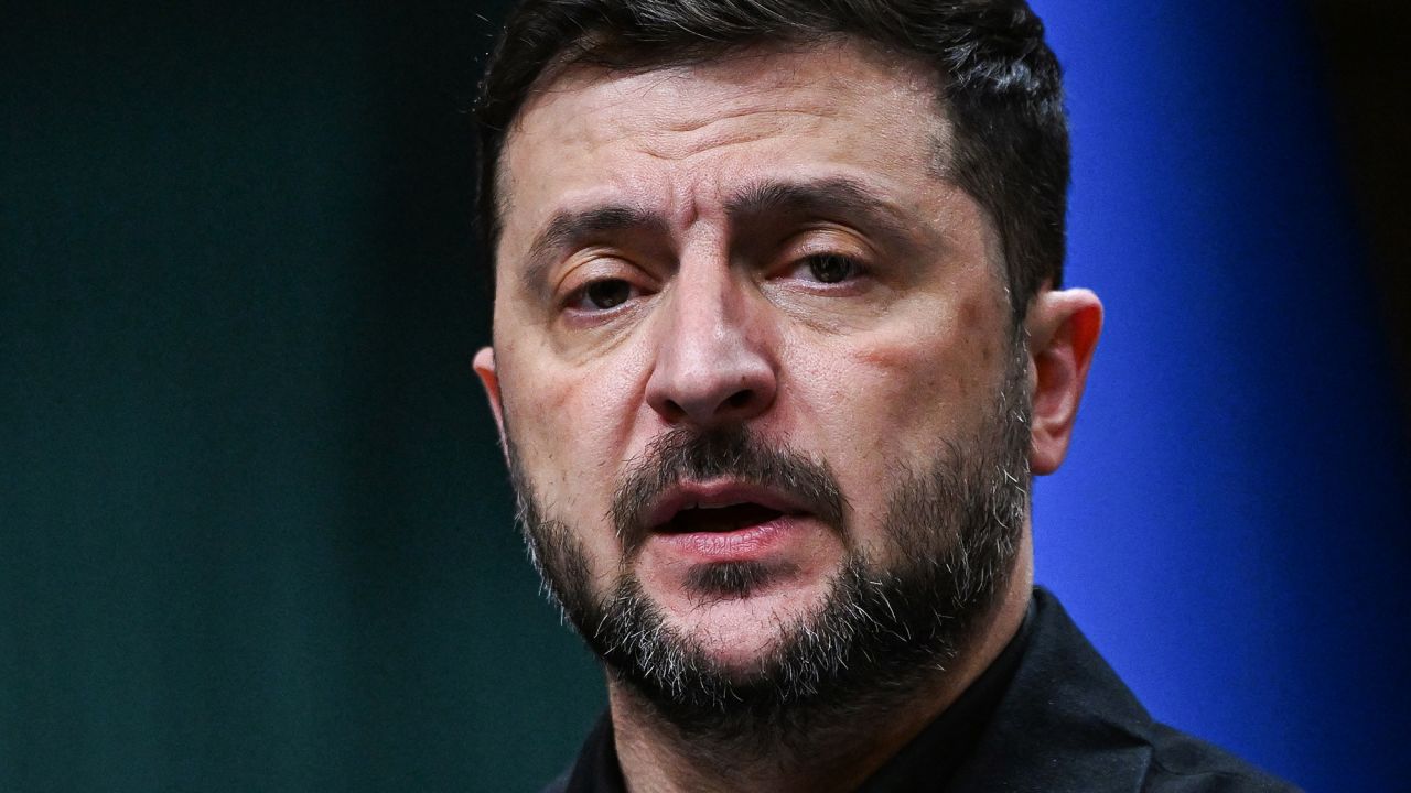 Ukraine's President Volodymyr Zelensky attends a joint press conference with Turkey's President following their meeting at the Presidential Complex in Ankara on November 19, 2025. Zelensky said he wants to reinvigorate frozen peace talks, which have faltered after several rounds of Russia-Ukraine talks in Istanbul this year failed to yield a breakthrough. Moscow has not agreed to a ceasefire and instead kept advancing on the front and bombarding Ukrainian cities. (Photo by Ozan KOSE / AFP) (Photo by OZAN KOSE/AFP via Getty Images)          