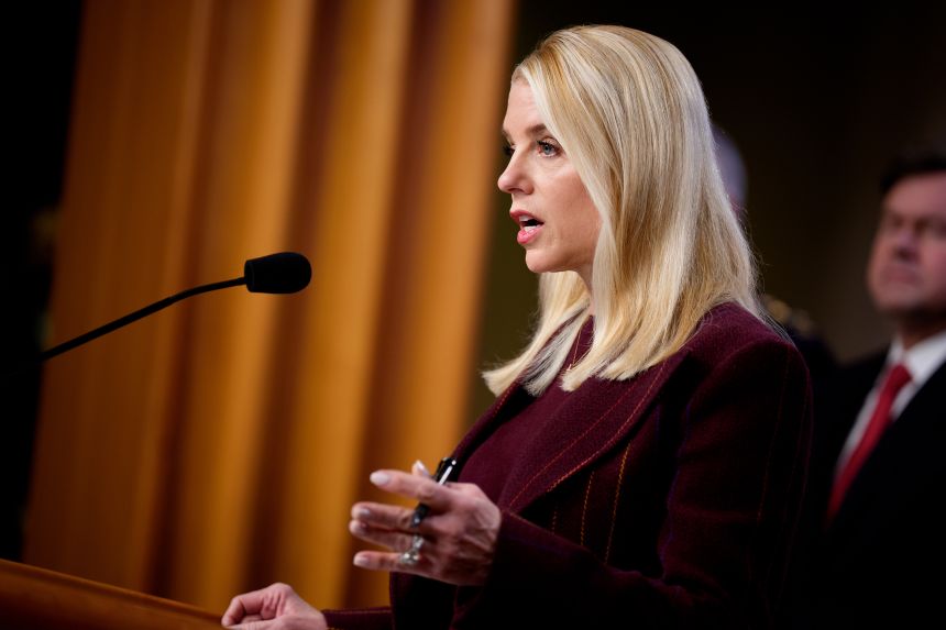 Attorney General Pam Bondi speaks during a news conference on November 19 in Washington, DC.