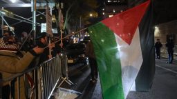 Pro-Palestinian protesters gathered at the Park East Synagogue in Manhattan on November 19.