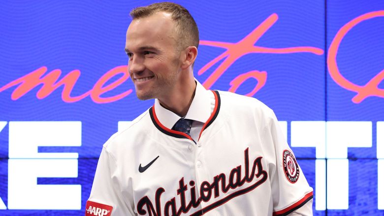 Washington Nationals Manager Blake Butera smiles as he introduced during a press conference at Nationals Park on Monday.