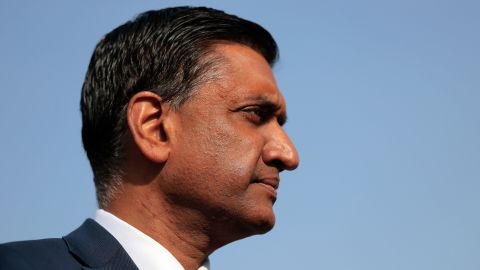 Rep. Ro Khanna looks on following a news conference about the Epstein Files Transparency Act, outside the US Capitol on November 18, 2025.