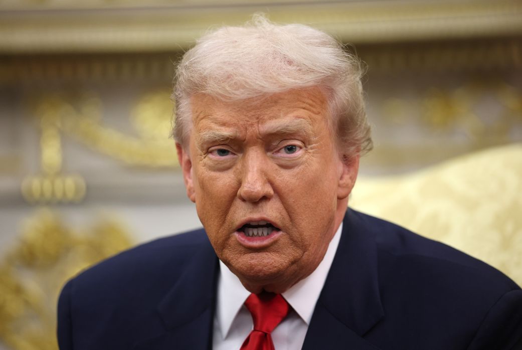 President Donald Trump speaks during a bilateral meeting with Crown Prince Mohammed bin Salman of Saudi Arabia in the Oval Office on November 18, 2025.