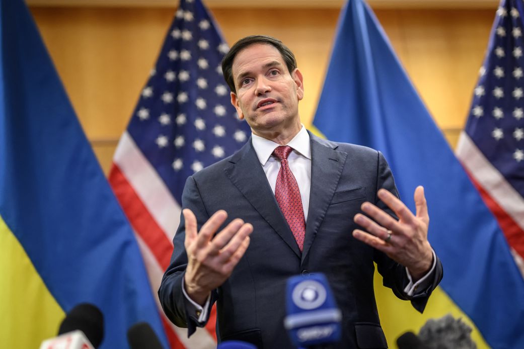 US Secretary of State Marco Rubio holds a press conference following a closed-door talks on a US plan to end the war in Ukraine at the US Mission in Geneva, on November 23, 2025.