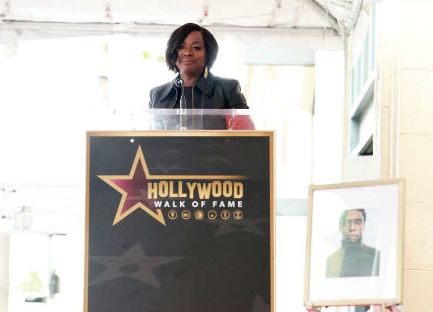 Viola Davis speaks onstage as actor Chadwick Boseman is honored with a posthumous star on the Hollywood Walk of Fame on Thursday.