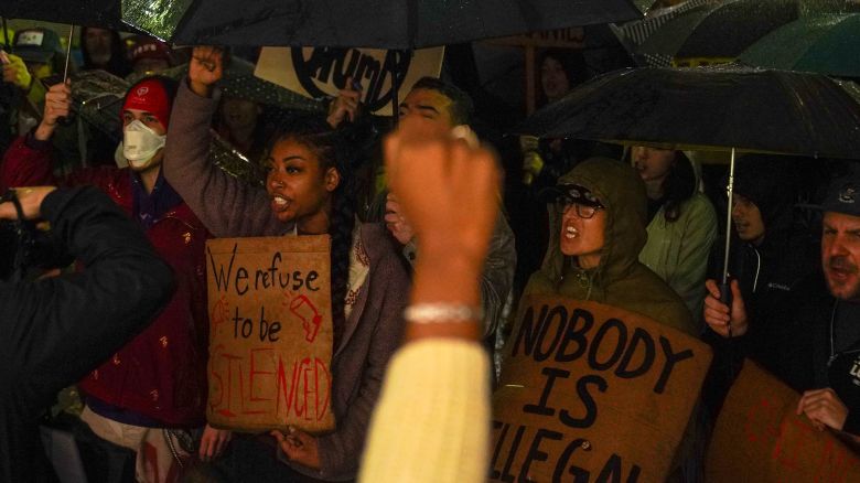 NEW ORLEANS, LOUISIANA - DECEMBER 1: Activists demonstrate against potential immigration enforcement raids at City Hall on December 1, 2025 in New Orleans, Louisiana. The U.S. Department of Homeland Security is planning to deploy approximately 250 federal agents to Louisiana in the coming days, calling it Operation Swamp Sweep to extend the ongoing effort by the federal government to crack down on undocumented immigrants in the United States.(Photo by Ryan Murphy/Getty Images)
