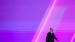 In this pool photograph distributed by the Russian state agency Sputnik, Russia's President Vladimir Putin attends a volunteer organisations forum in Moscow on December 3, 2025. (Photo by Yevgeny BIYATOV / POOL / AFP via Getty Images)