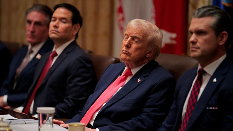 President Donald Trump appears to doze during a meeting of his Cabinet, on Tuesday.