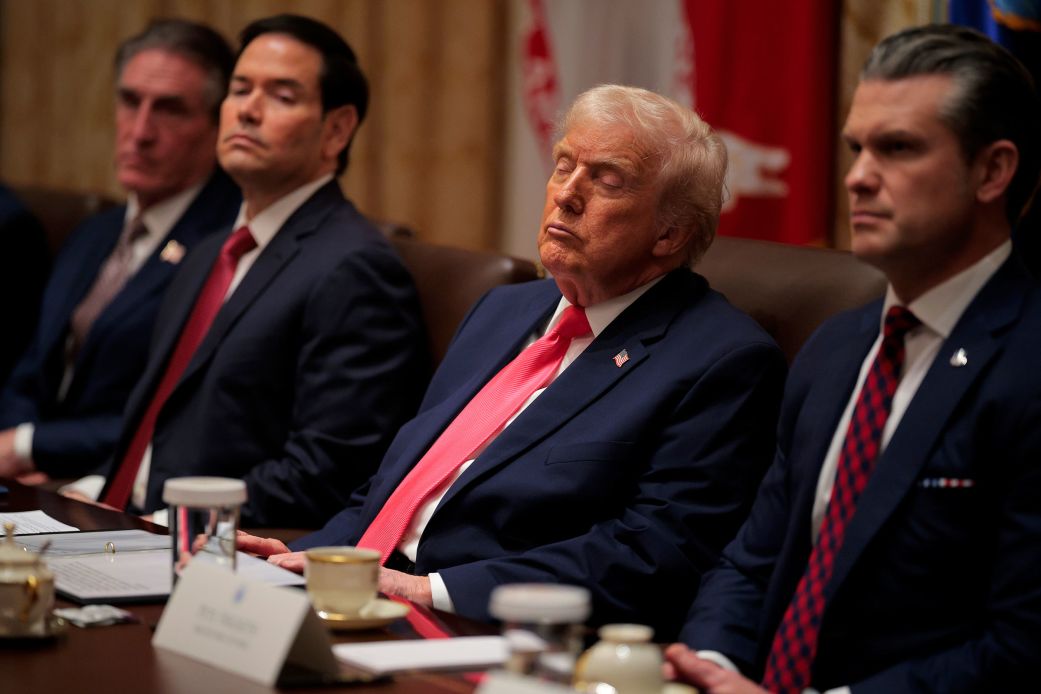 President Donald Trump appears to doze during a meeting of his Cabinet on Tuesday.