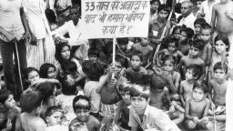 14th September 1981:  Harijan boys under 14 demonstrating outside the Boat Club in New Delhi. They want to highlight the problems face by the young Harijans (aka 'untouchables' and renamed by Gandhi).  (Photo by Keystone/Getty Images)