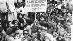14th September 1981:  Harijan boys under 14 demonstrating outside the Boat Club in New Delhi. They want to highlight the problems face by the young Harijans (aka 'untouchables' and renamed by Gandhi).  (Photo by Keystone/Getty Images)