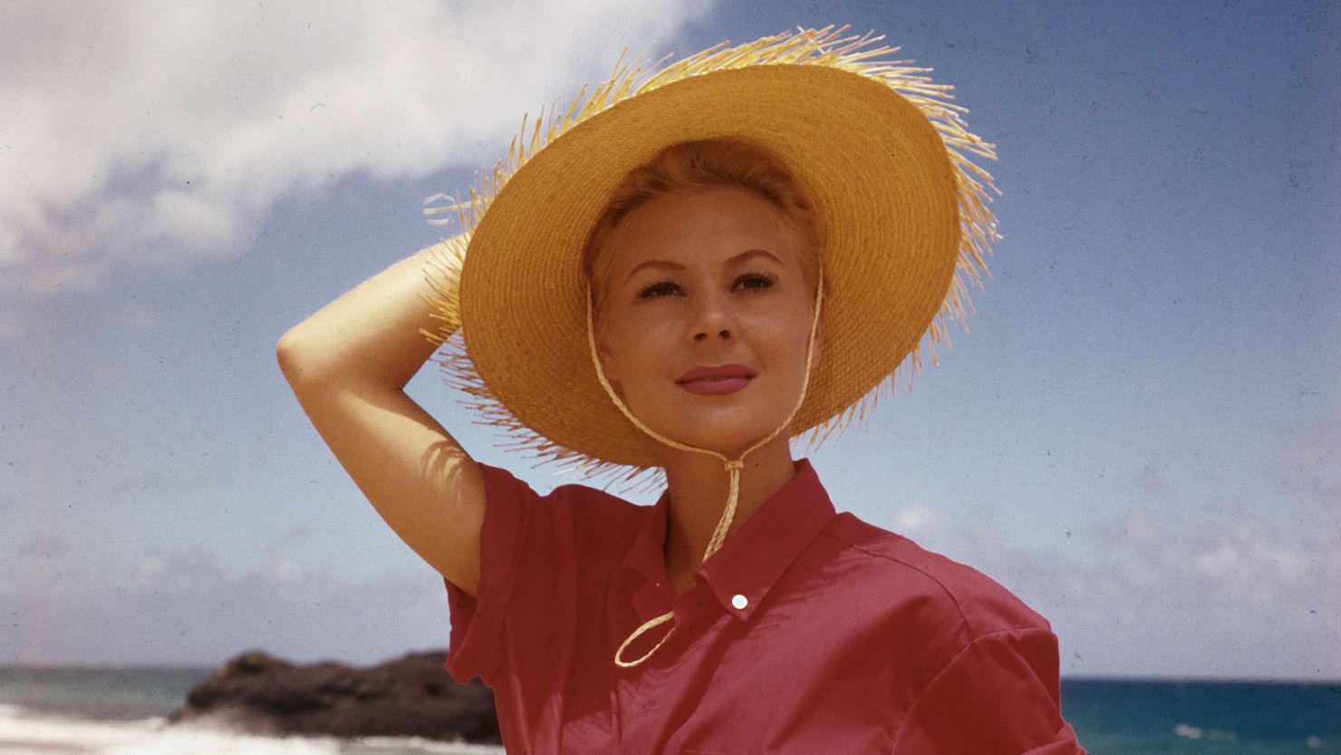 Mitzi Gaynor visits Hawaii to film the Rodgers and Hammerstein musical 'South Pacific' in 1958.