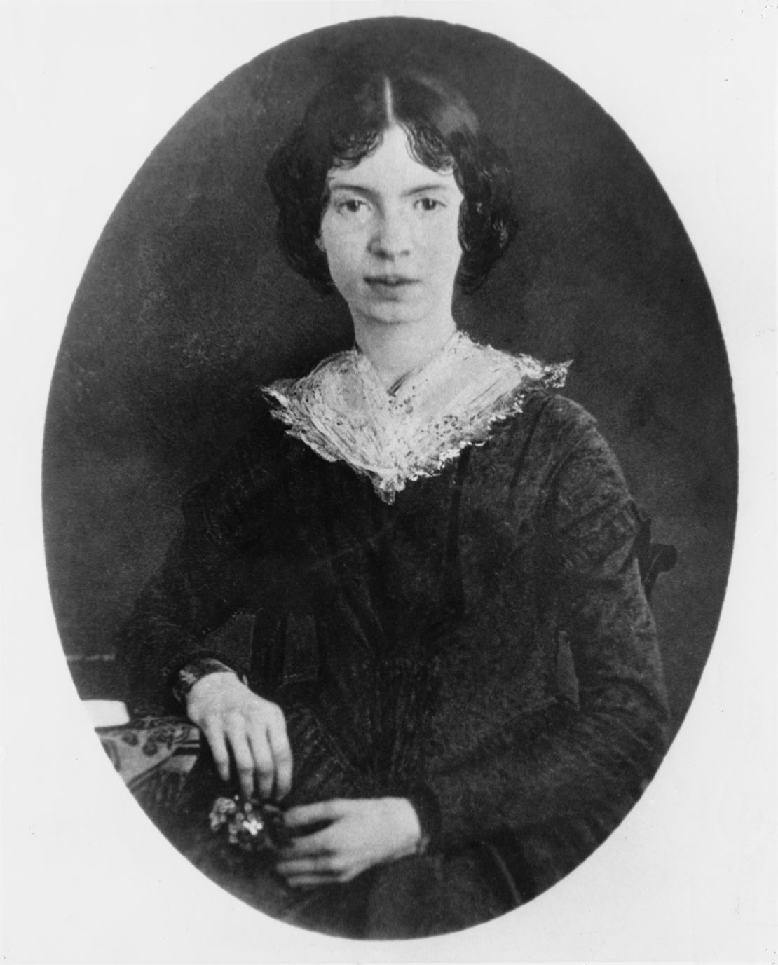 American poet Emily Dickinson in a portrait taken around 1850.