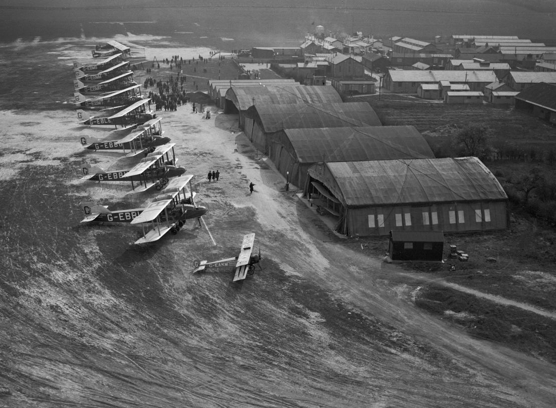 Five new Imperial Airways Handley Page airliners are christened at Croydon on March 30, 1926.