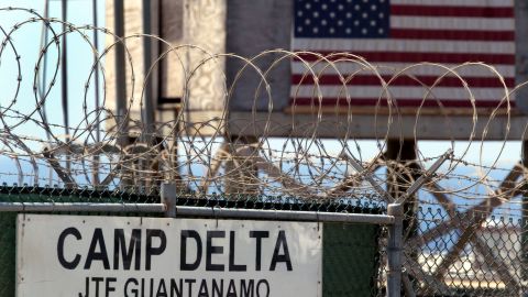 GUANTANAMO BAY, CUBA - APRIL 7:  The entrance to Camp Delta where detainees from the U.S. war in Afghanistan live is shown April 7, 2004 in Guantanamo Bay, Cuba. On April 20, the U.S. Supreme Court is expected to consider whether the detainees can ask U.S. courts to review their cases. Approximately 600 prisoners from the U.S. war in Afghanistan remain in detention.  (Photo by Joe Raedle/Getty Images)