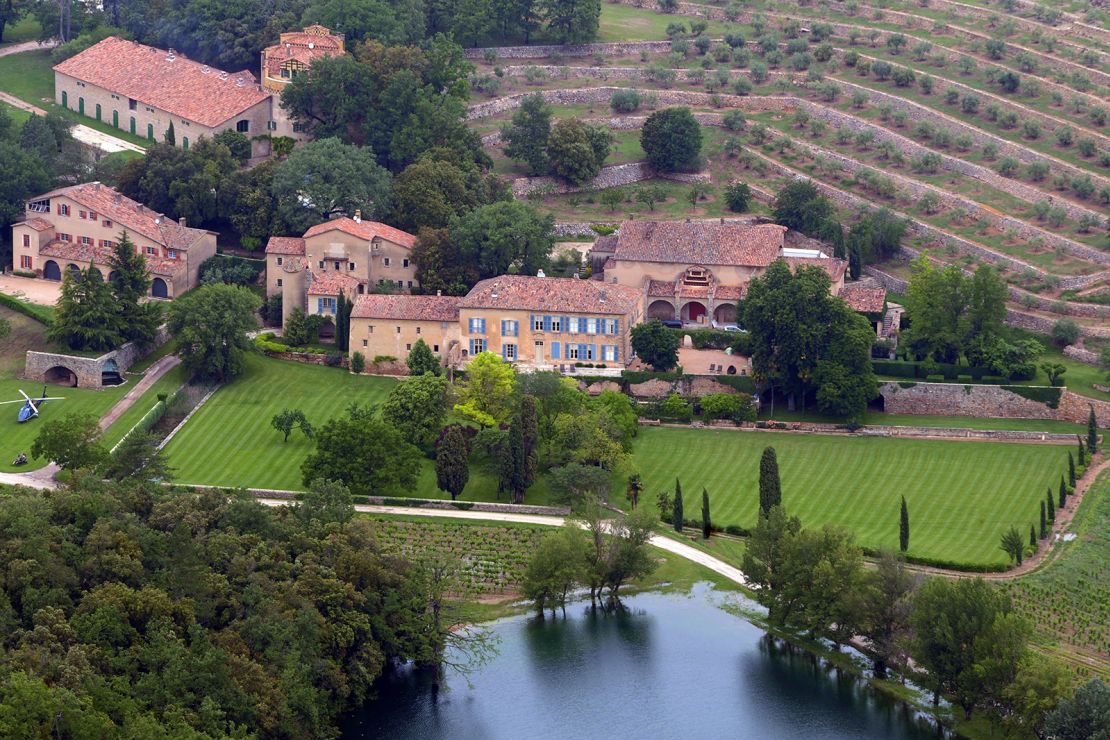 An aerial view of Château Miraval in France.