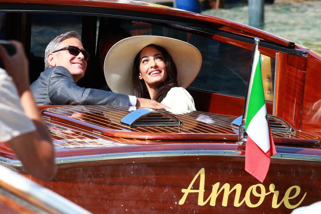George Clooney and Amal Alamuddin at their own Venetian wedding in 2014.