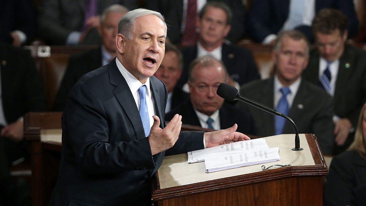 Israeli Prime Minister Benjamin Netanyahu addresses a joint meeting of Congress in the House chamber on March 3, 2015.
