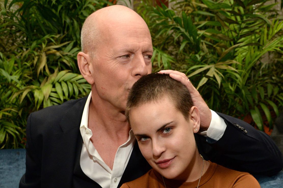 In this 2015 photo, Bruce Willis and Tallulah Willis celebrate Bruce Willis' 60th birthday in New York City.